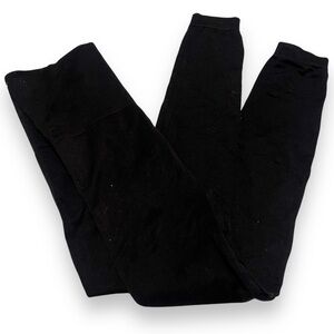 SPANX Womens Seamless Ribbed Leggings Ankle Skinny High Waist Nylon Black Med